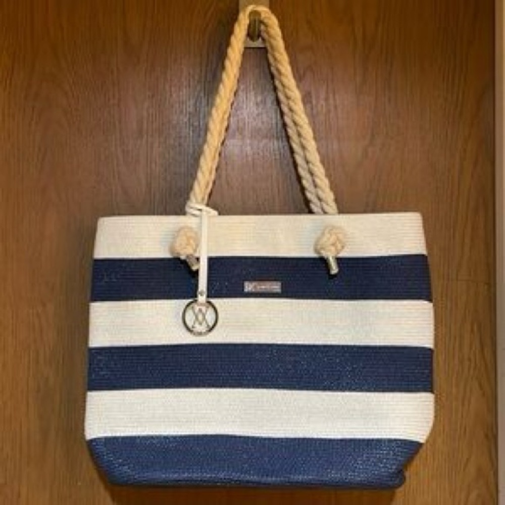 New Elegant Navy and White Striped Tote